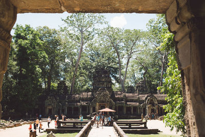 Exterior of old ruins against trees