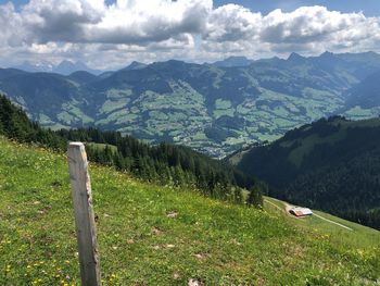 Scenic view of mountains against sky