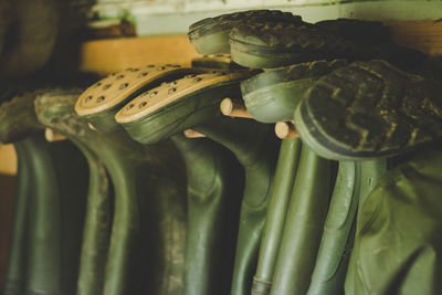 Close-up of rubber boots