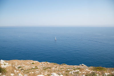 Scenic view of sea against clear sky