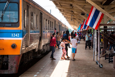 Group of people at train