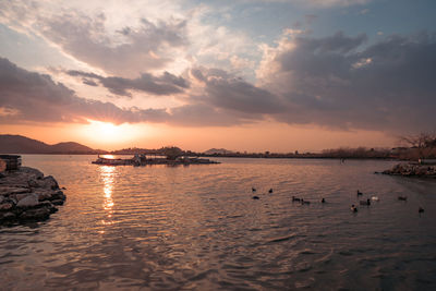 View of sea against sky during sunset