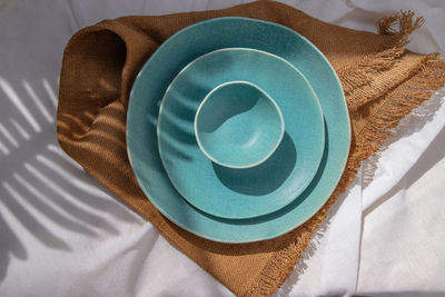 High angle view of bread on table