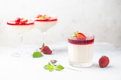 Close-up of dessert on table