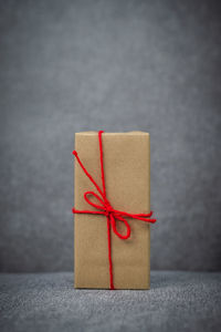 Close-up of red wrapped in box