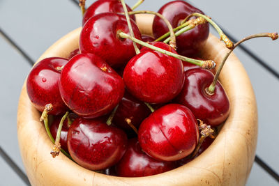 Close-up of hand holding strawberries