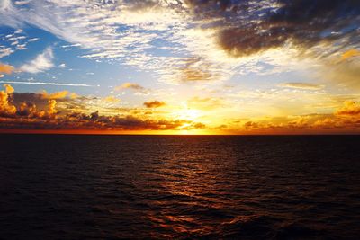 Scenic view of sea against sky during sunset