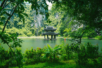 Scenic view of lake in park