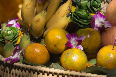 Close-up of fruits in market for sale