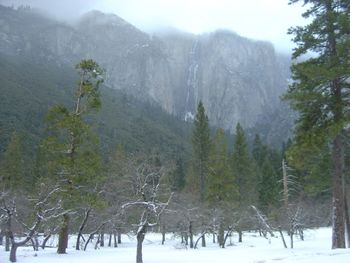 Scenic view of snow covered mountains