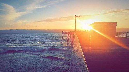 Scenic view of sunset over sea