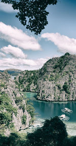 Scenic view of river amidst trees against sky