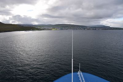 Scenic view of lake against cloudy sky