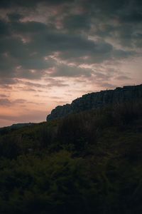 Scenic view of field against sky at sunset
