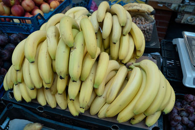 High angle view of bananas for sale at market stall