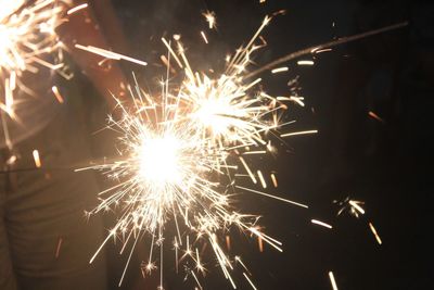 Firework display at night