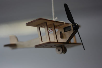 Low angle view of  toy airplane