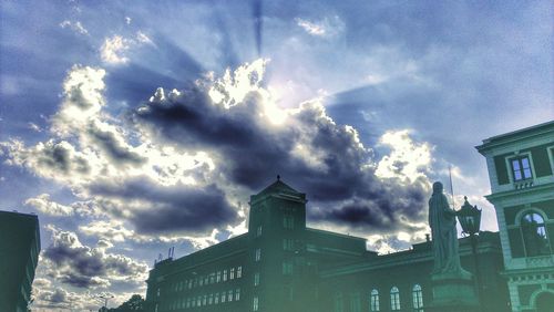 Low angle view of buildings against sky