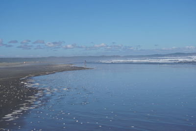 Scenic view of sea against blue sky