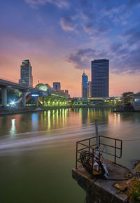 View of city at night