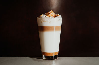 Cappuccino, coffee against a dark background