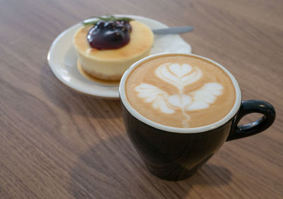 High angle view of coffee on table