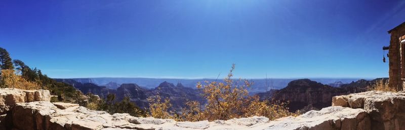 Scenic view of landscape against clear blue sky