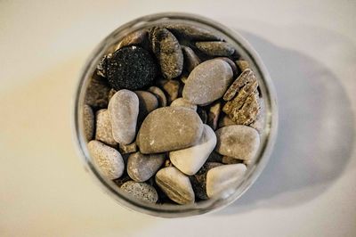 High angle view of coffee beans on table