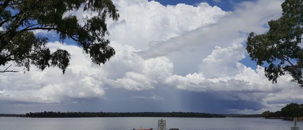 Panoramic view of river against sky