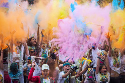 Panoramic view of people enjoying in traditional clothing