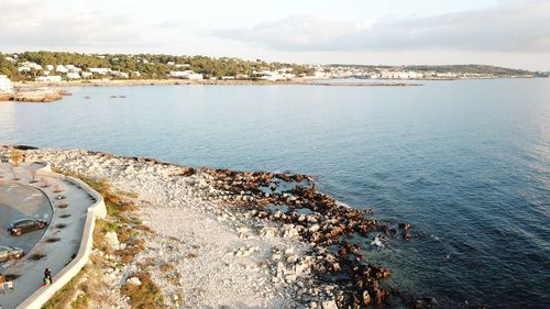 High angle view of sea against sky