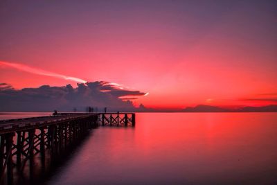 Scenic view of sea at sunset