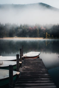 Pier over lake against sky