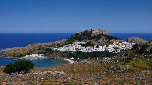 Scenic view of sea against clear sky