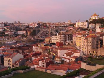 View of the city of oporto in the sunset