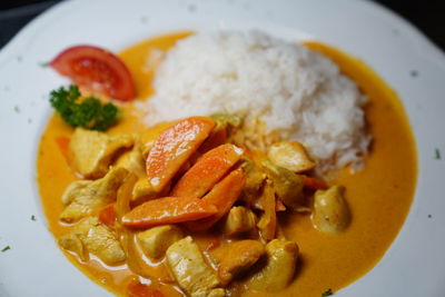 Close-up of food served in plate