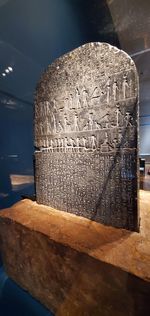 Close-up of text on table