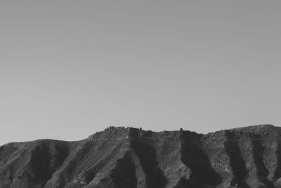 Low angle view of mountain against clear sky