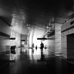 View of illuminated underground walkway