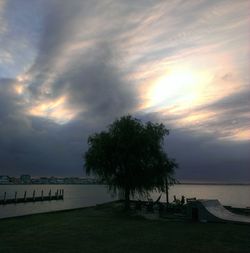 Scenic view of sea at sunset