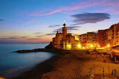 View of beach at sunset