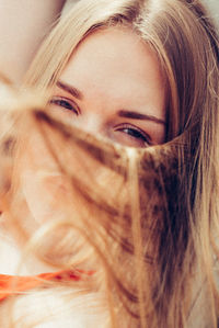 Close-up portrait of a beautiful young woman