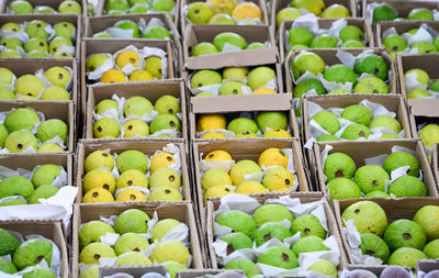 Full frame shot of guavas for sale at market stall