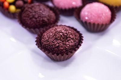 Close-up of cupcakes on table