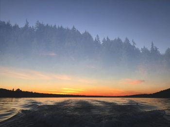 Scenic view of sea against sky during sunset