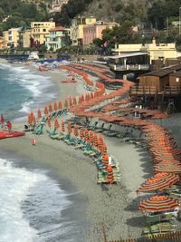 High angle view of people at beach