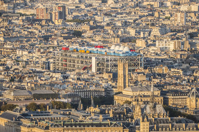 High angle view of buildings in city