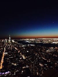 Aerial view of city at night