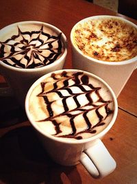 High angle view of coffee on table