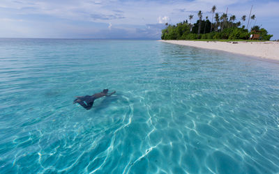 View of swimming in sea